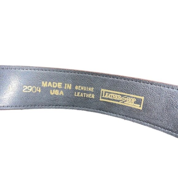 Leather Shop Vintage Womens Belt Size Medium Red Statement Gold Studs - Picture 9 of 10